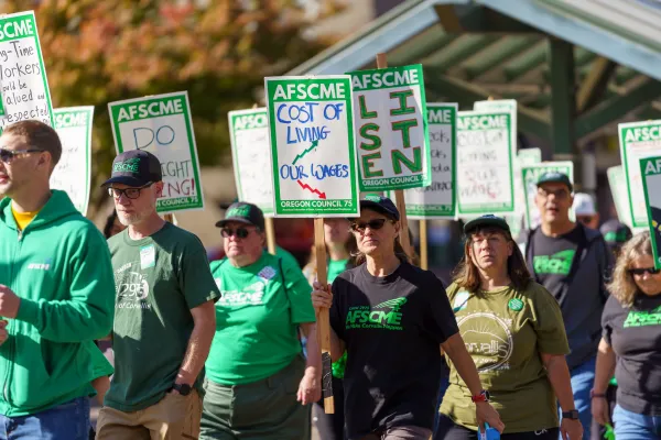 Workers on strike in Corvallis